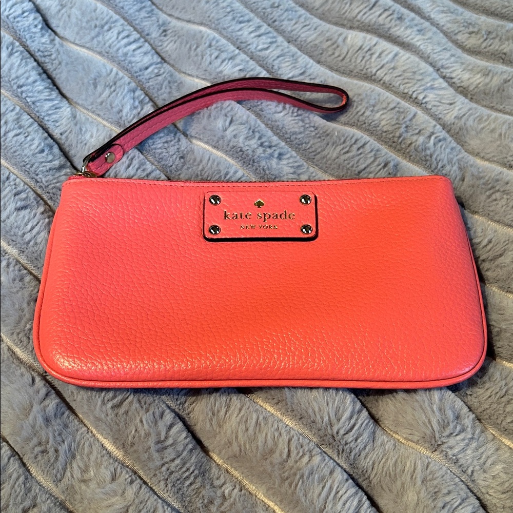 Kate Spade Coral Pink Wristlet - like new!